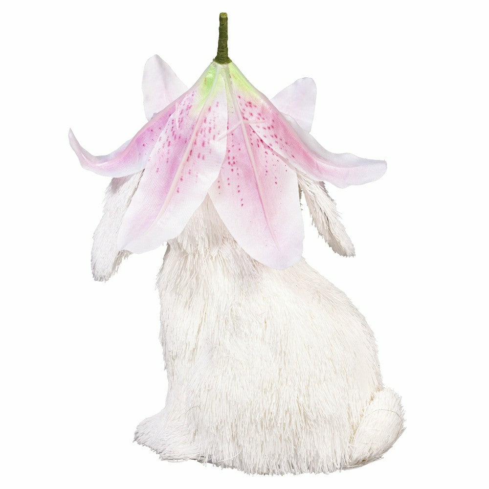 Hop Into Spring Table Decor Natural Fiber Bunny with Flower Hat, 10"H | Plow & Hearth