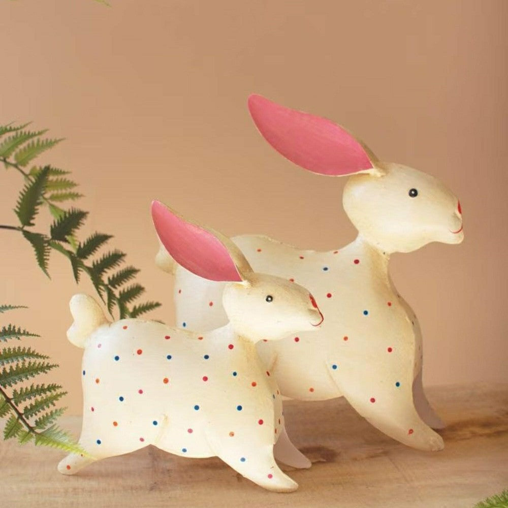 Metal Rabbit Garden Statue, Set of 2 | Plow & Hearth