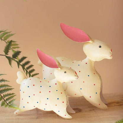 Metal Rabbit Garden Statue, Set of 2 | Plow & Hearth
