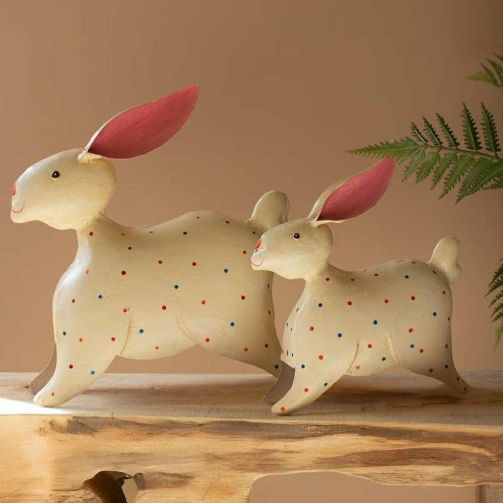 Metal Rabbit Garden Statue, Set of 2 | Plow & Hearth