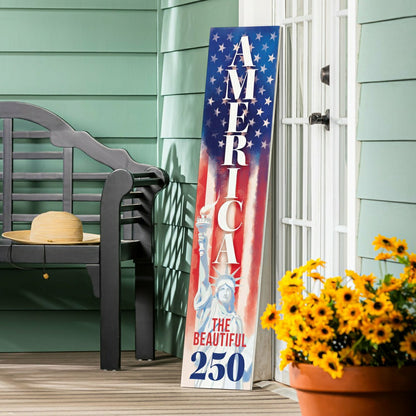 Red White & Bloom Porch Leaner, America The Beautiful, 46"H | Plow & Hearth