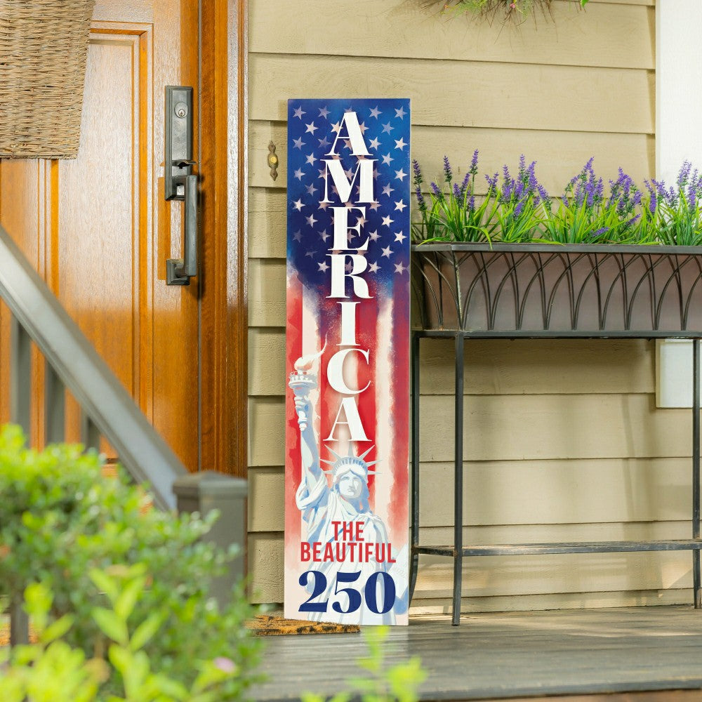 Red White & Bloom Porch Leaner, America The Beautiful, 46"H | Plow & Hearth