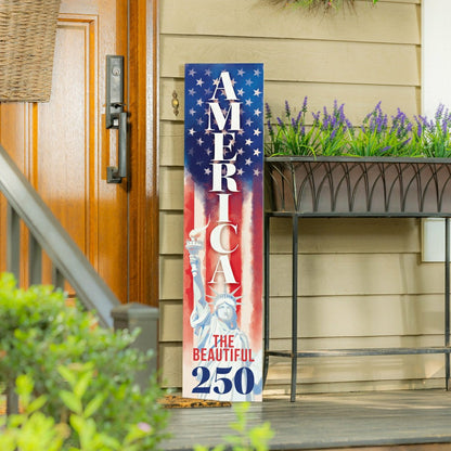 Red White & Bloom Porch Leaner, America The Beautiful, 46"H | Plow & Hearth