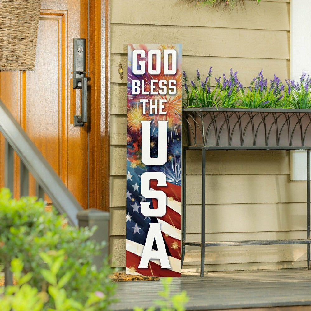 Red White & Bloom Porch Leaner, USA, 46"H | Plow & Hearth