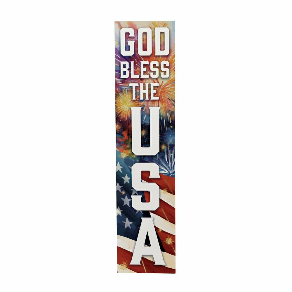 Red White & Bloom Porch Leaner, USA, 46"H | Plow & Hearth