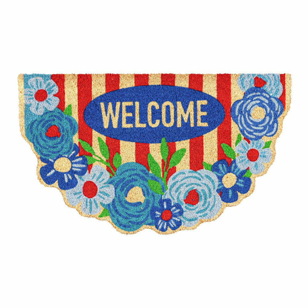 Red, White, & Bloom Floral Welcome Coir Mat | Plow & Hearth