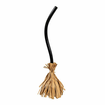 Haunted House Broom with Movement Fabric Table Décor, 19"H | Plow & Hearth