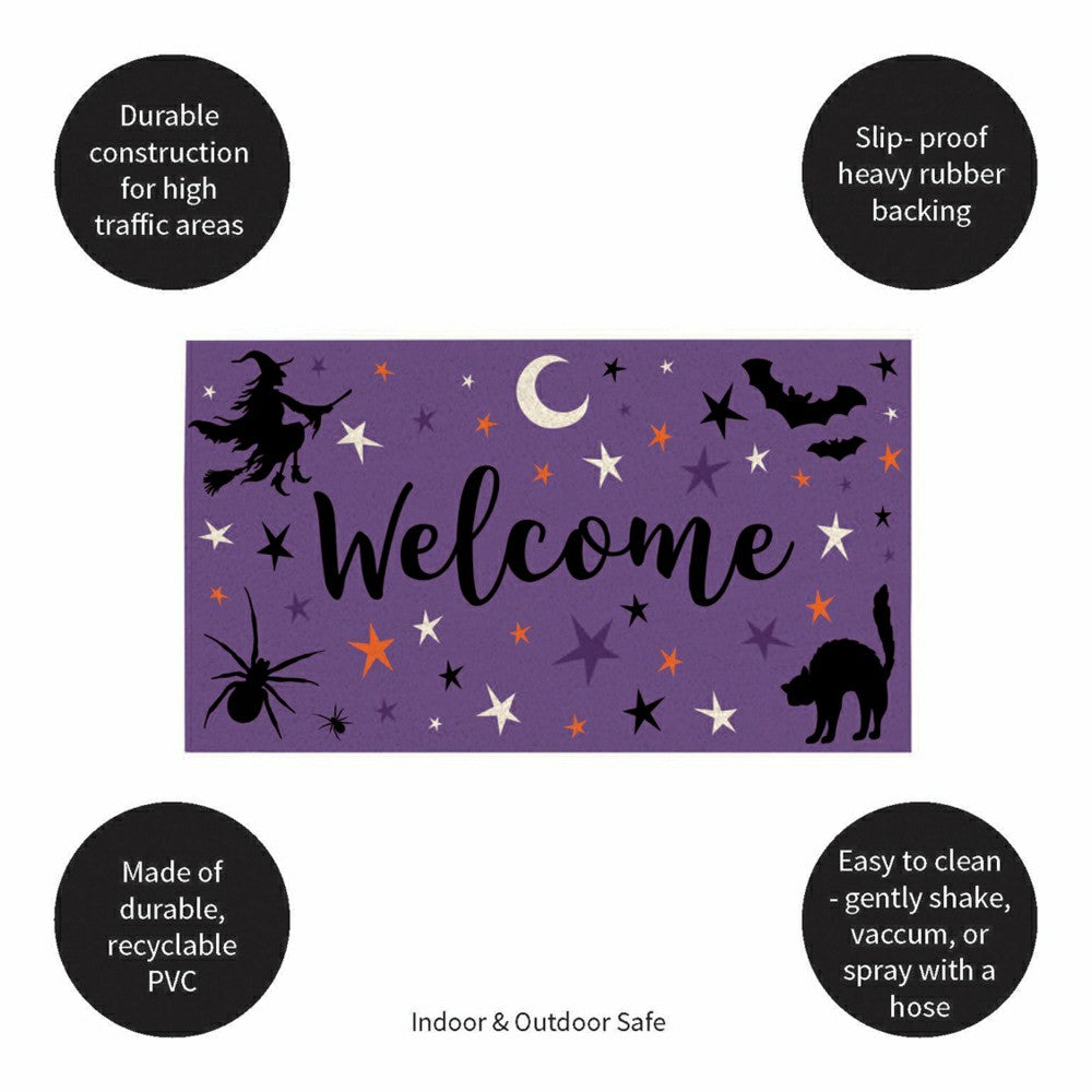 Spooky Welcome PVC Trapper Doormat, 28"x16" | Plow & Hearth