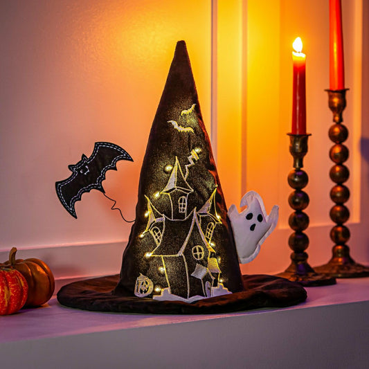 Witch Hat LED Fabric Table Décor, 13.75"H | Plow & Hearth