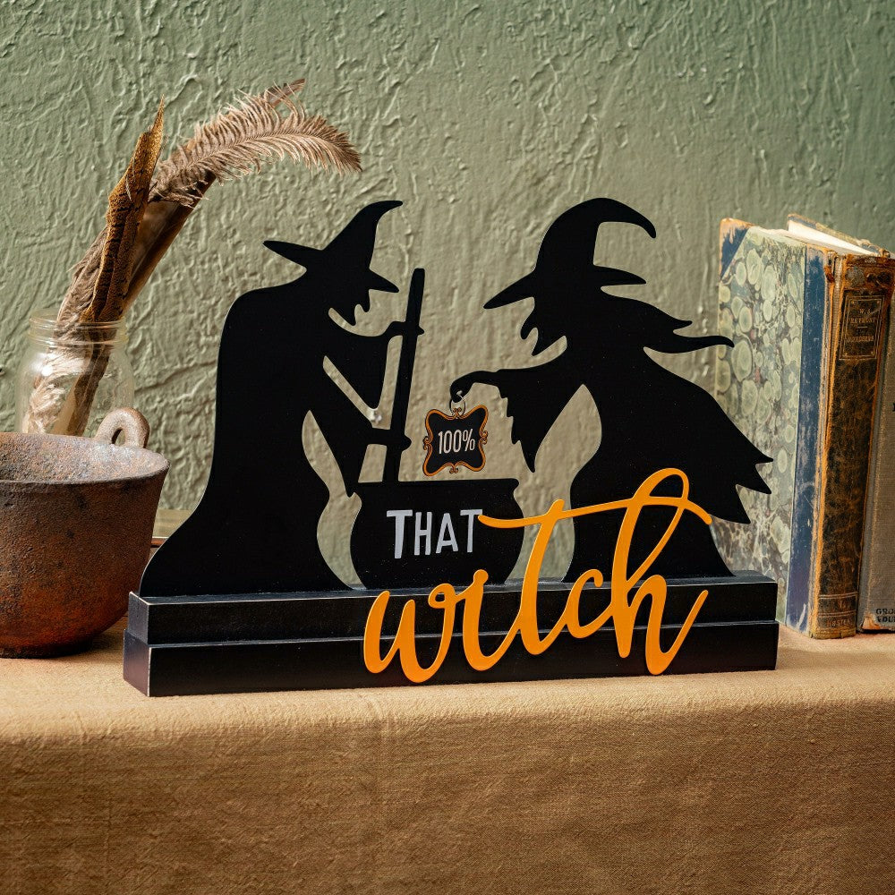 Witch Wood and Metal Table Sign, 10"H | Plow & Hearth