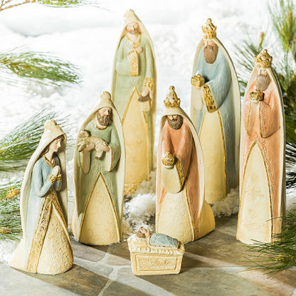 Nativity Garden Statue, Resin Statue, Gilded Nativity Scene, 11.8"H, S | Plow & Hearth