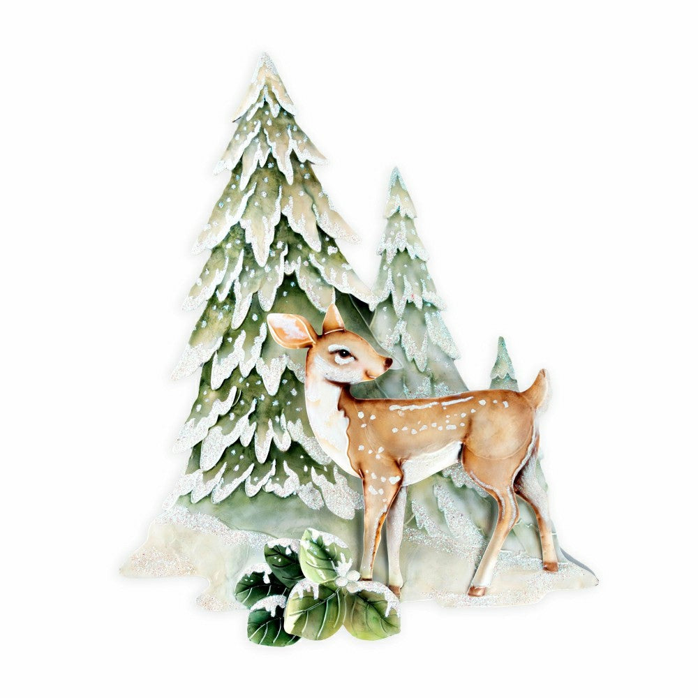 Capiz & Iron Winter Trees & Deer Wall Decor | Plow & Hearth
