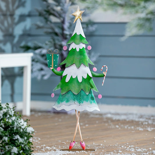 Baking Spirits Bright Garden Statue, Metal Statue, Green Tree, 30.5"H | Plow & Hearth