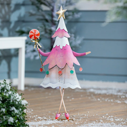 Pink Tree Metal Garden Statue, 28"H | Plow & Hearth