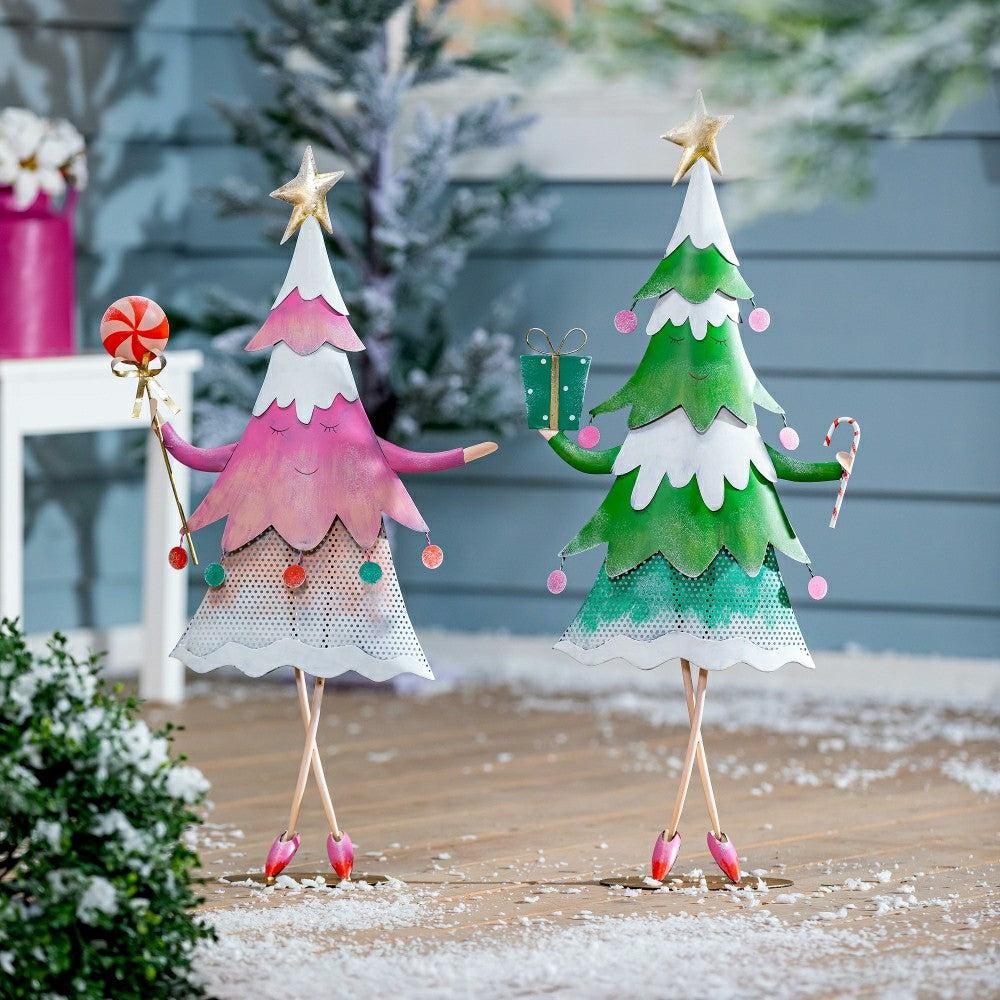Pink Tree Metal Garden Statue, 28"H | Plow & Hearth