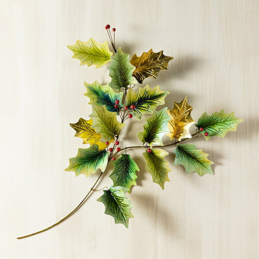 Metal and Capiz Holly Leaf Wall Decor | Plow & Hearth