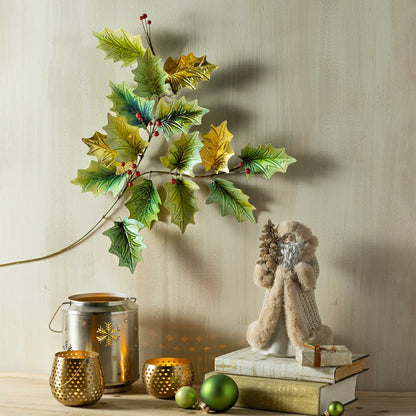 Metal and Capiz Holly Leaf Wall Decor | Plow & Hearth