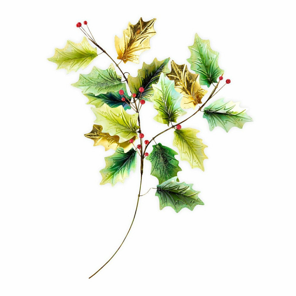Metal and Capiz Holly Leaf Wall Decor | Plow & Hearth