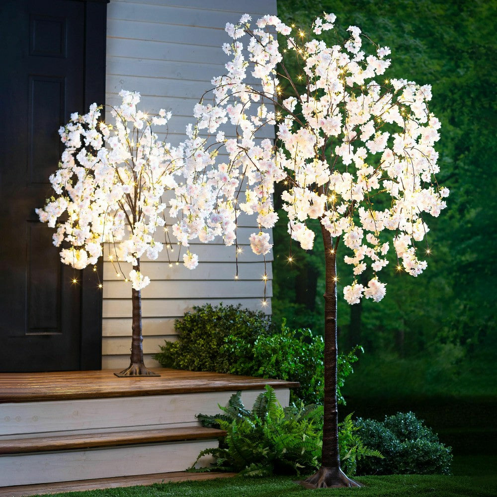 Small Lighted Faux Weeping Cherry Tree, 4'H | Plow & Hearth