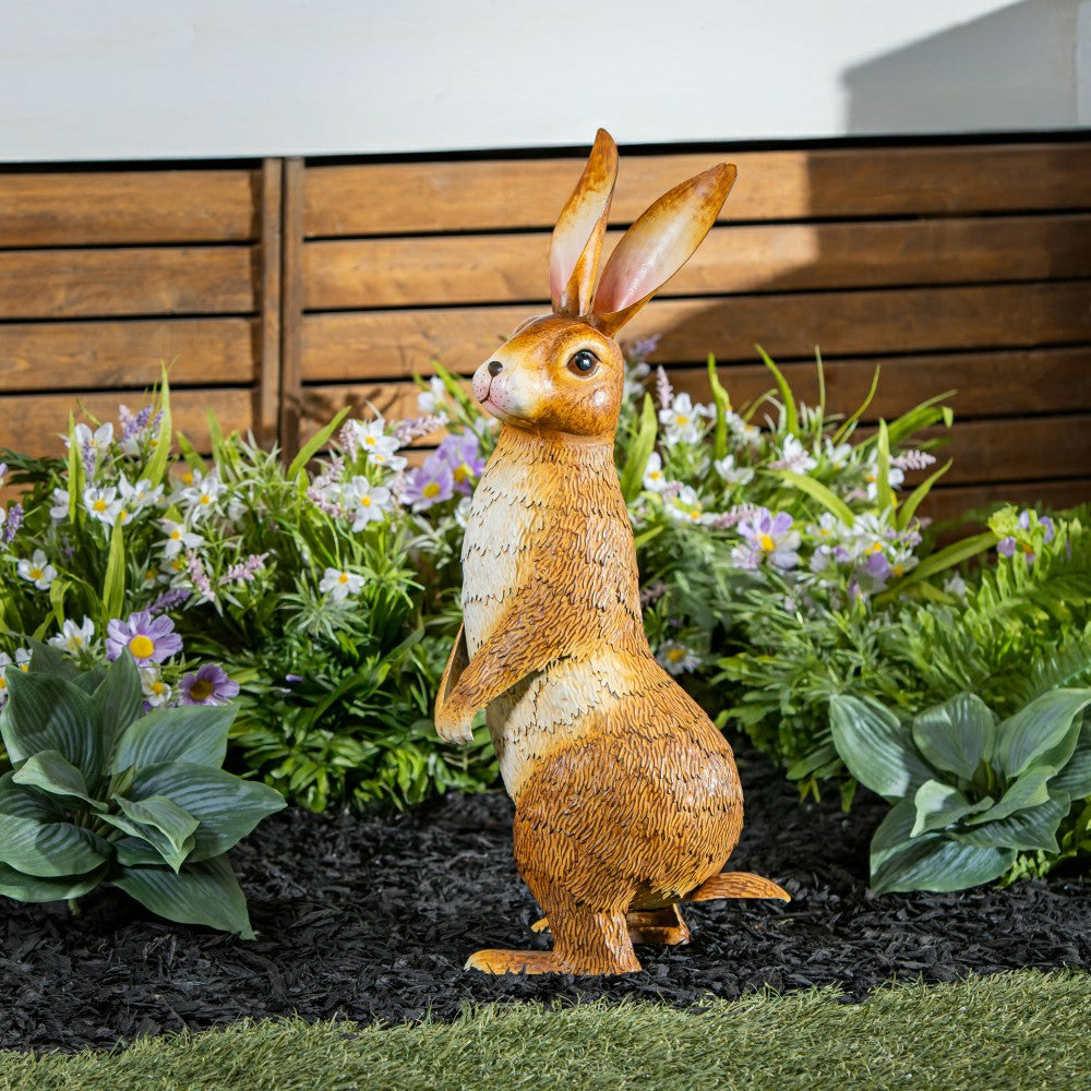 Realistic Bunny Metal Garden Statue, 25" H | Plow & Hearth