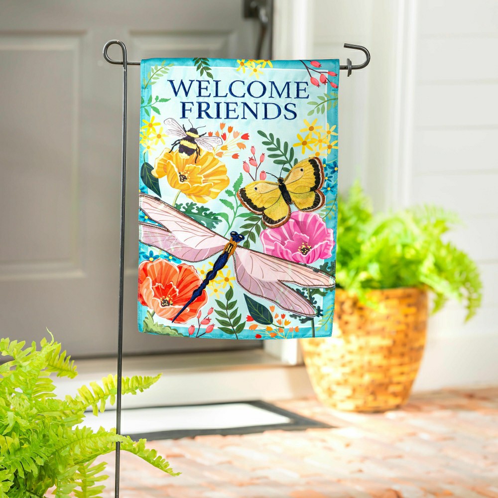 Greenhouse Garden Welcome Friends Applique Garden Flag | Plow & Hearth