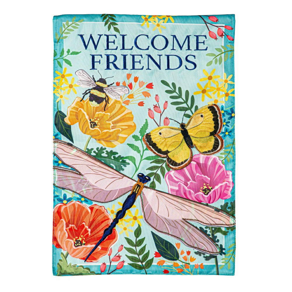 Greenhouse Garden Welcome Friends Applique Garden Flag | Plow & Hearth