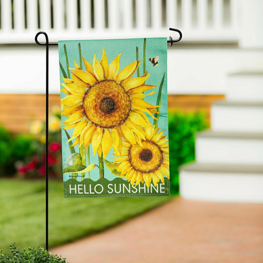 Hello Sunshine Burlap Garden Flag | Plow & Hearth