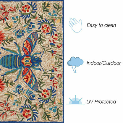 Liora Manne Frontporch Flora Bee Indoor/Outdoor Rug | Plow & Hearth