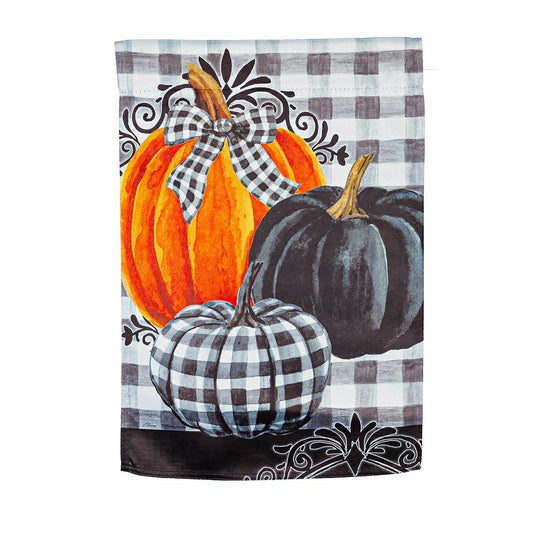 Pumpkin Check Suede Garden Flag | Plow & Hearth
