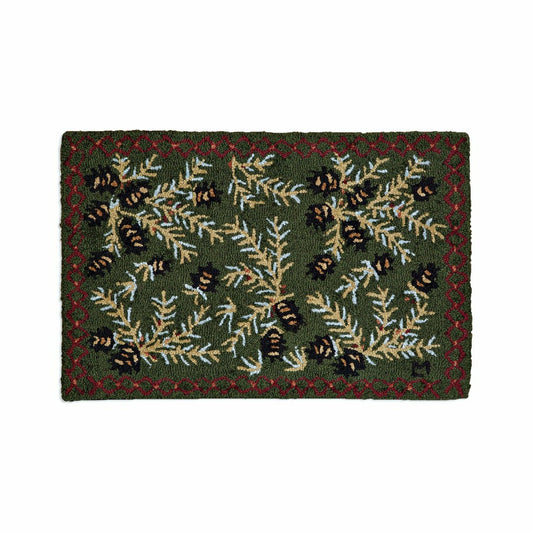 Pine Cone Hand-Hooked Wool Rug, 24" x 36" | Plow & Hearth