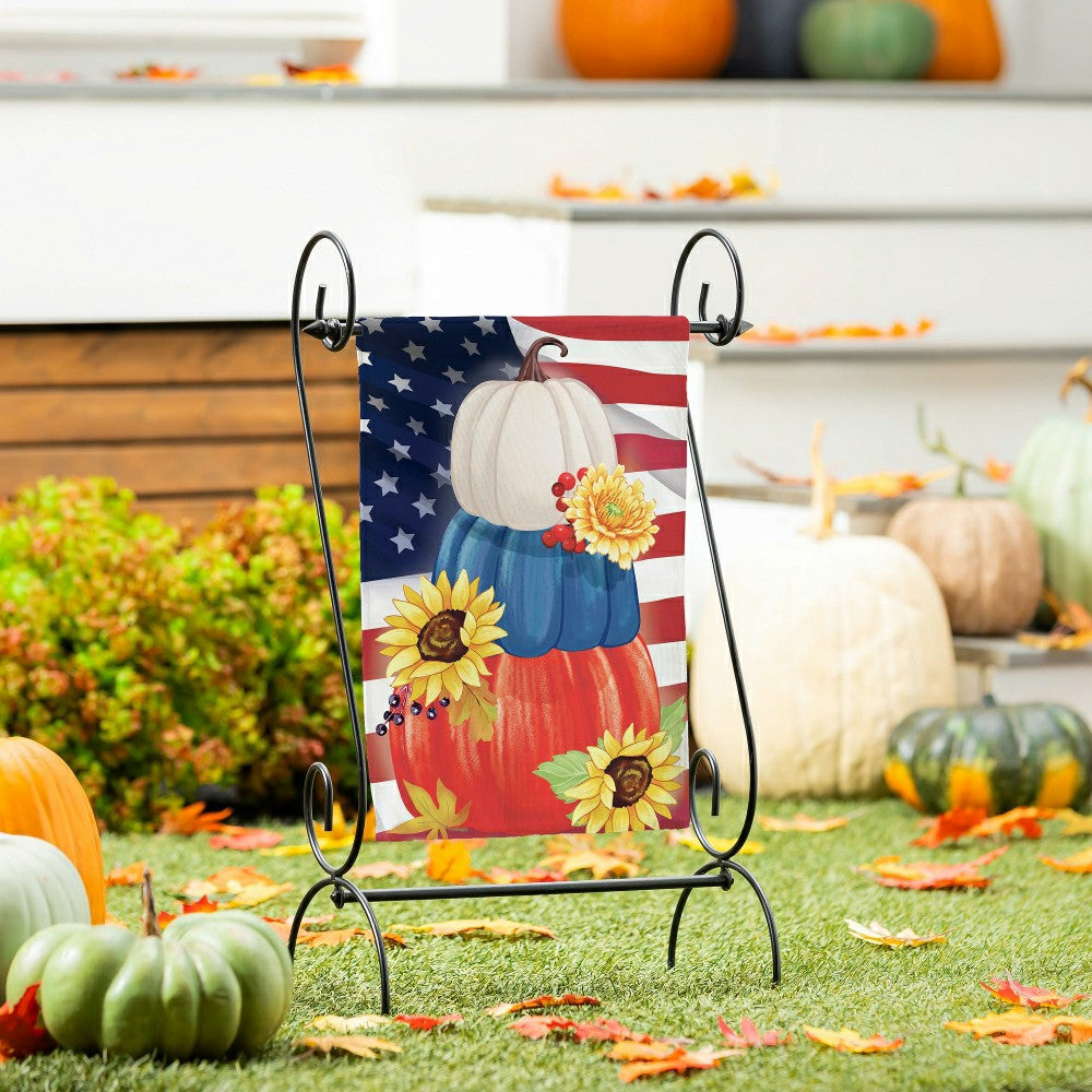 American Pumpkin Stack Suede Garden Flag | Plow & Hearth