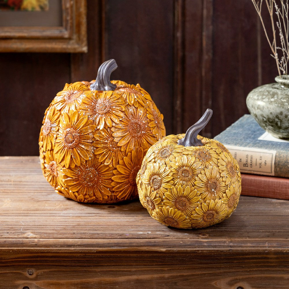 Harvest Blossom Sunflower Pumpkin Resin Table Décor Set | Plow & Hearth