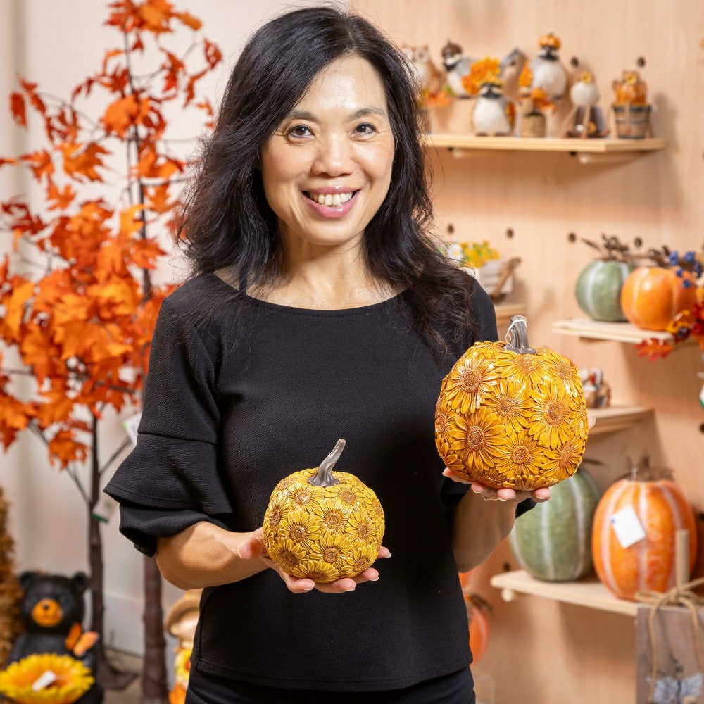 Harvest Blossom Sunflower Pumpkin Resin Table Décor Set | Plow & Hearth
