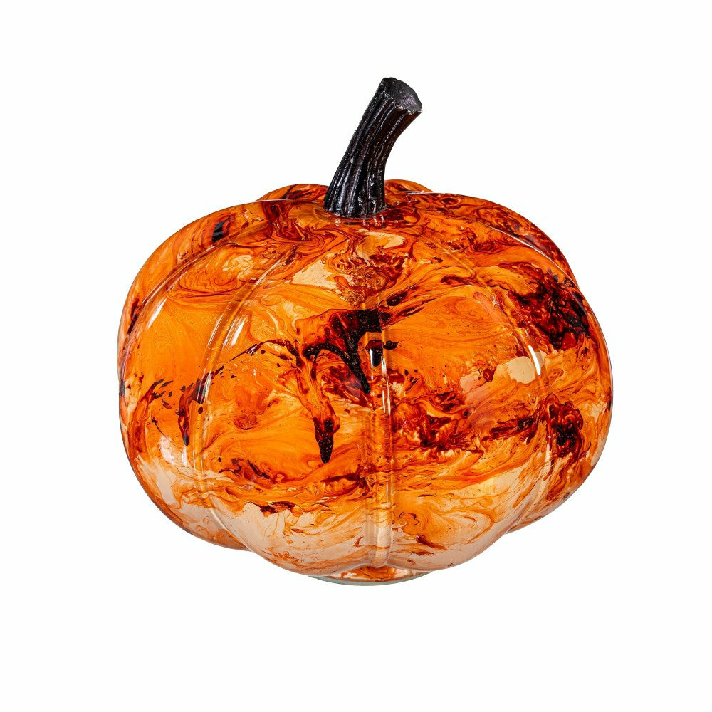 Pumpkin Marble Glass Table Décor, 9.75"L | Plow & Hearth