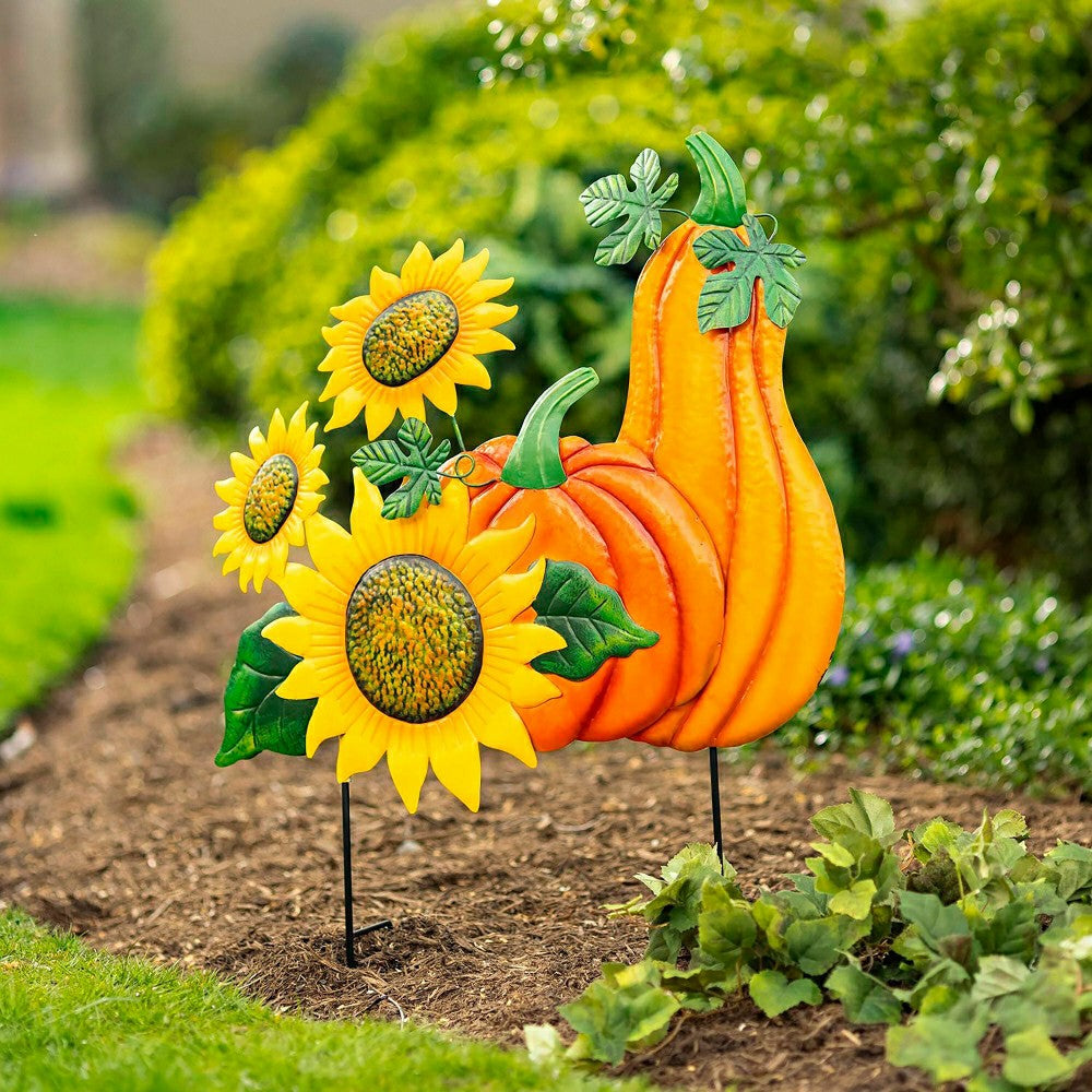 Embossed Pumpkin Sunflower Stake | Plow & Hearth