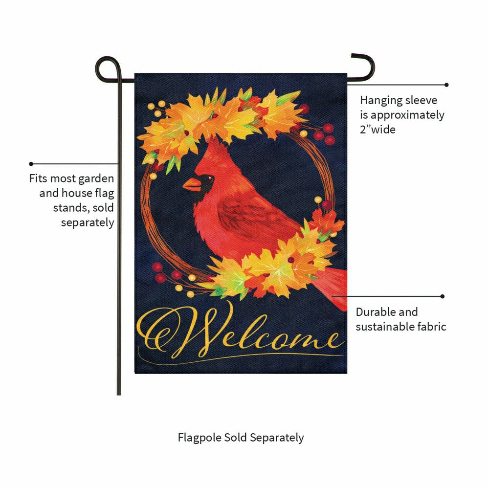 Fall Cardinal Wreath Burlap Garden Flag | Plow & Hearth