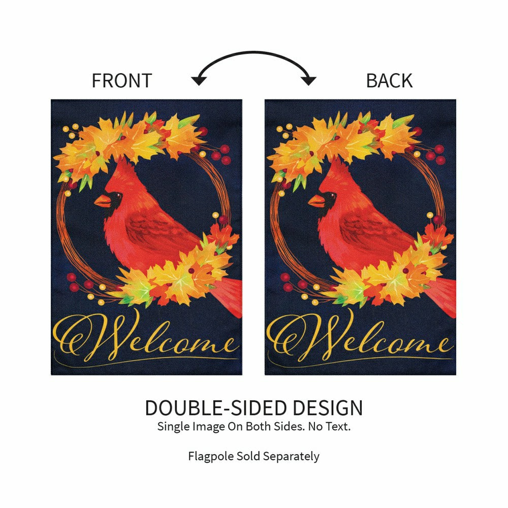 Fall Cardinal Wreath Burlap Garden Flag | Plow & Hearth