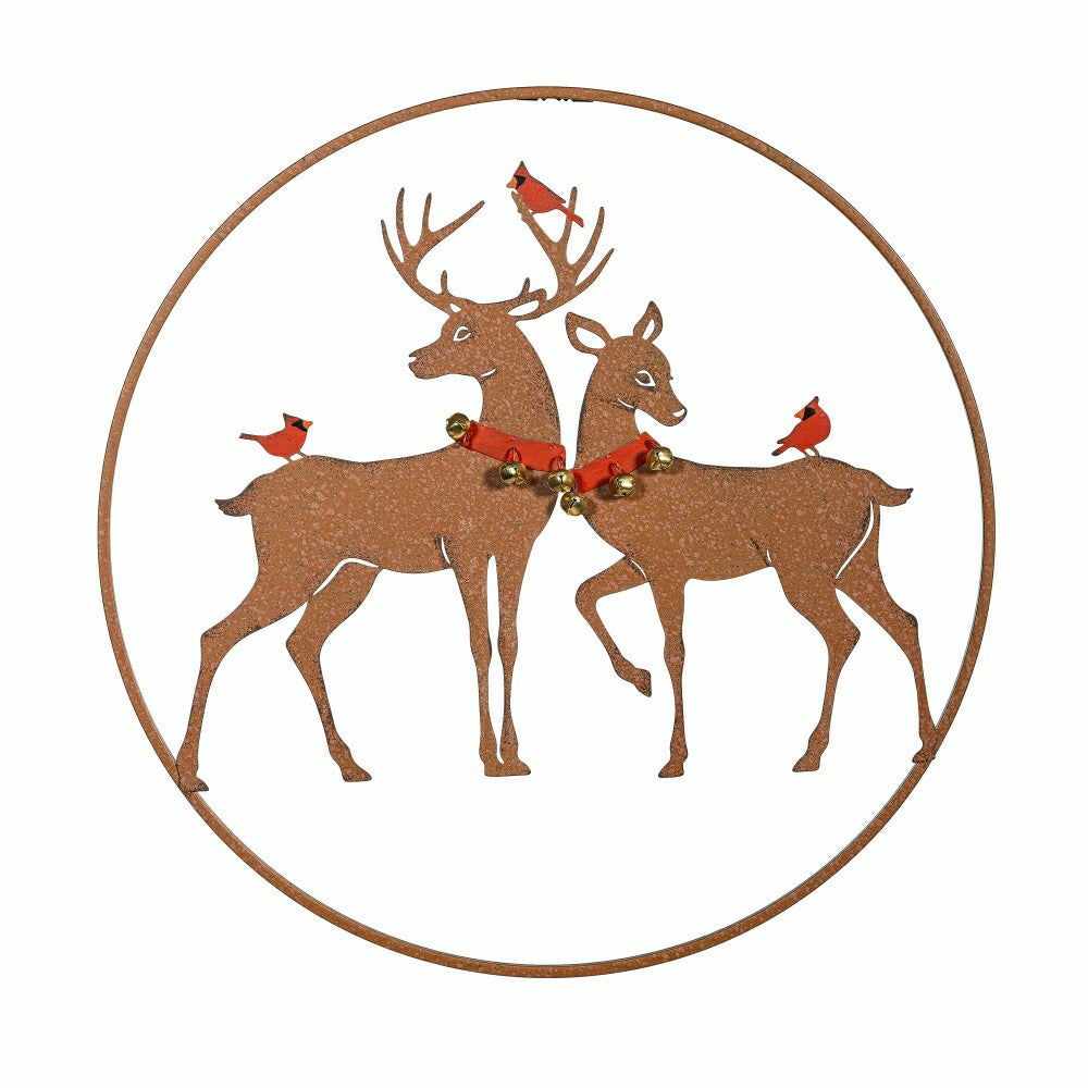 Woodland Storybook Outdoor Wall Decor, Metal Reindeer Circular Wall Ar | Plow & Hearth