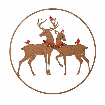 Woodland Storybook Outdoor Wall Decor, Metal Reindeer Circular Wall Ar | Plow & Hearth