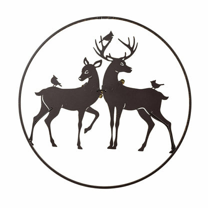 Woodland Storybook Outdoor Wall Decor, Metal Reindeer Circular Wall Ar | Plow & Hearth