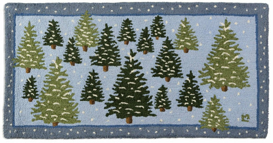 Snowy Tree Farm Hooked Wool Rug | Plow & Hearth