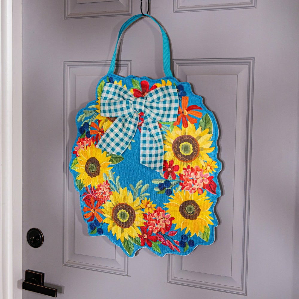 Chinoiserie Bow Floral Wreath Double Sided Door Decor | Plow & Hearth