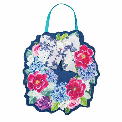 Chinoiserie Bow Floral Wreath Double Sided Door Decor | Plow & Hearth