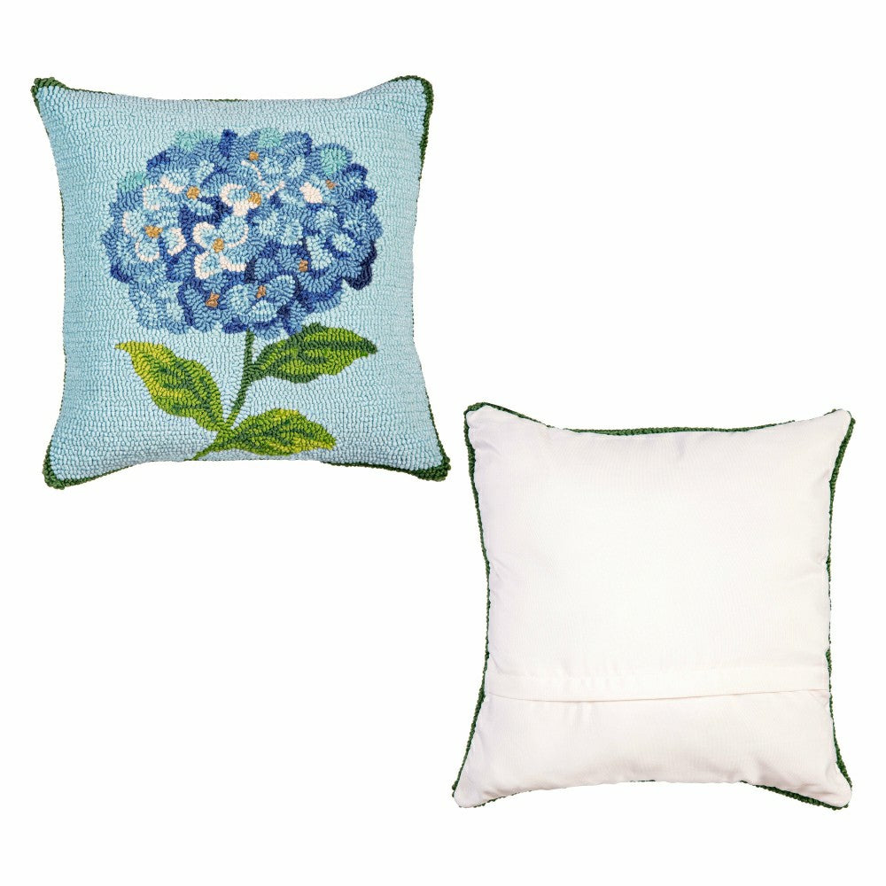 Hydrangea Haven VivaStyle Indoor/Outdoor Hooked Pillow, 18"x18" | Plow & Hearth