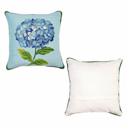 Hydrangea Haven VivaStyle Indoor/Outdoor Hooked Pillow, 18"x18" | Plow & Hearth