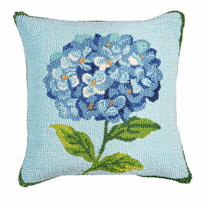 Hydrangea Haven VivaStyle Indoor/Outdoor Hooked Pillow, 18"x18" | Plow & Hearth