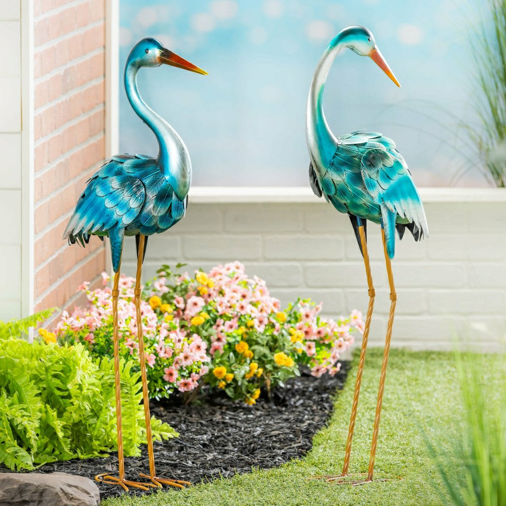 35" Metal Blue Heron Pair | Plow & Hearth