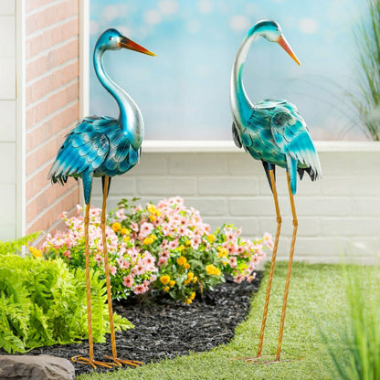 35" Metal Blue Heron Pair | Plow & Hearth
