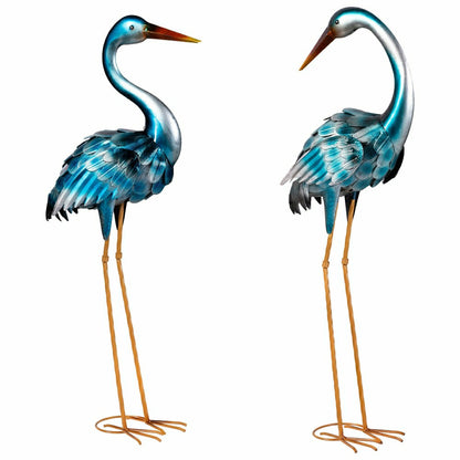 35" Metal Blue Heron Pair | Plow & Hearth