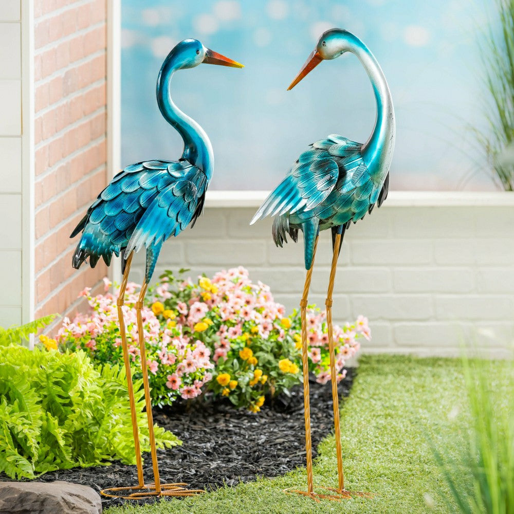 35" Metal Blue Heron Pair | Plow & Hearth